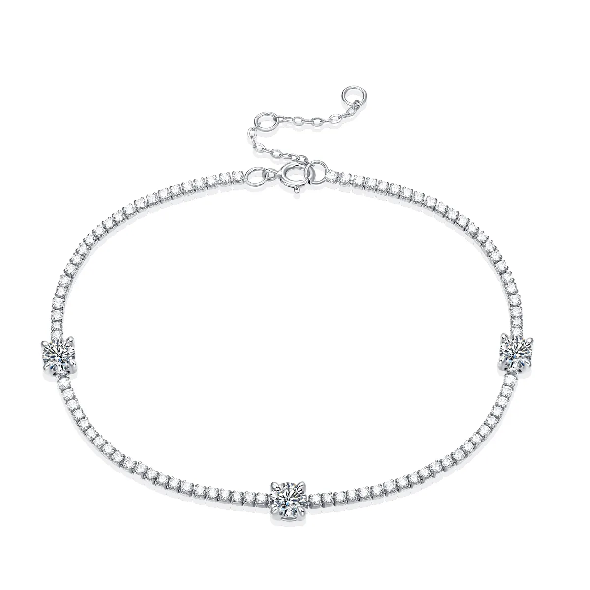 S925 Silver 6g Platinum Plated Moissanite Bracelet