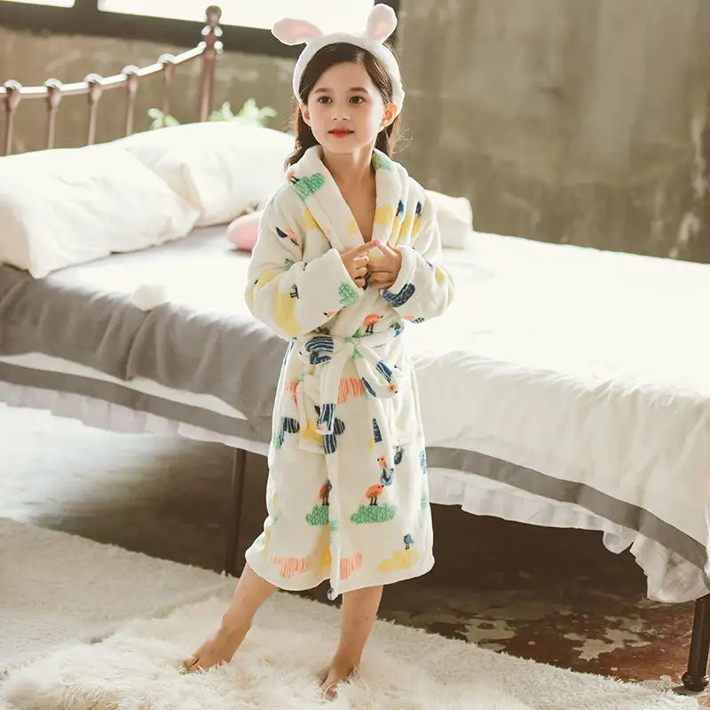 Children's Nightgown Thickened Flannel Girls Pajamas Baby