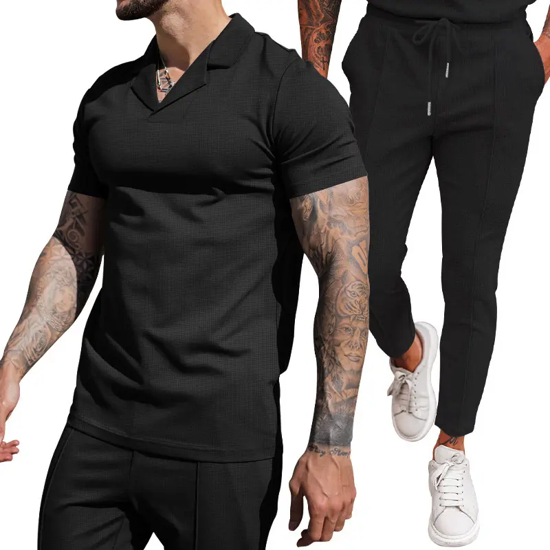 V Neck Casual Lapel Shirt Men's Short