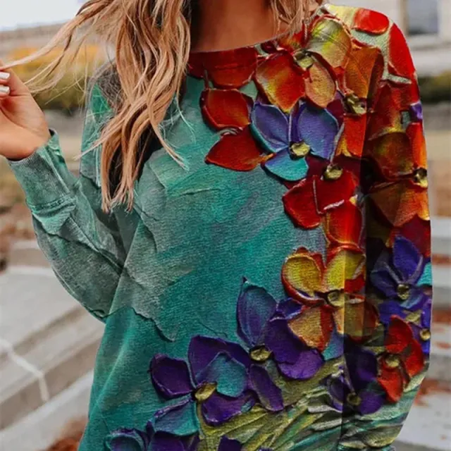 Women's Casual Long Sleeve Pullover Printed Round Neck T Shirt Ylcx225096 - Shop at LoveMi