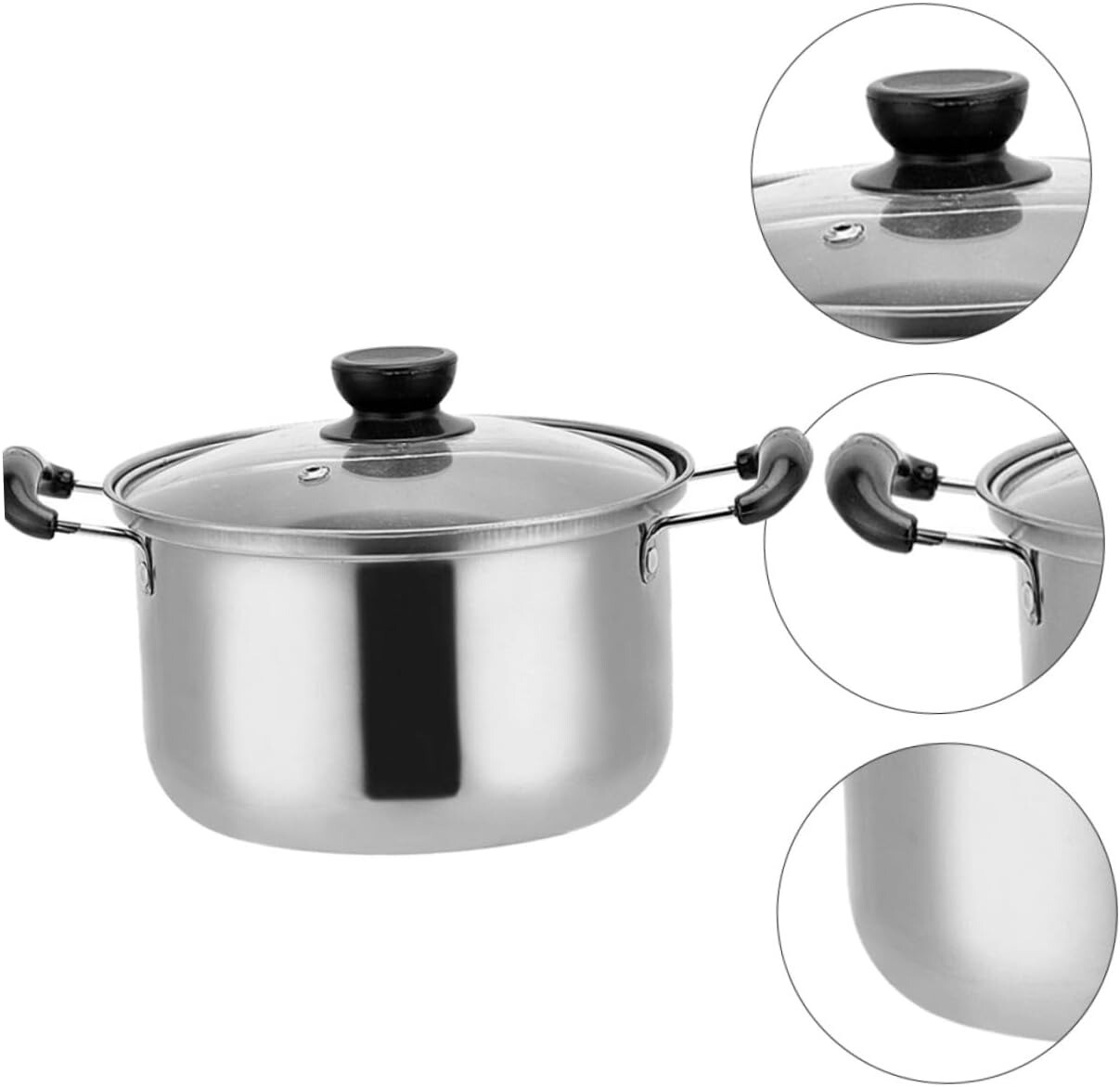 5PCS Induction Non Stick Stainless Steel Healthy Cookware Cooking Pot Stockpot — image 6