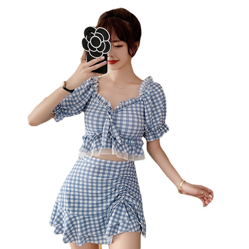 Student Conservative And Slimming Split Skirt Swimsuit