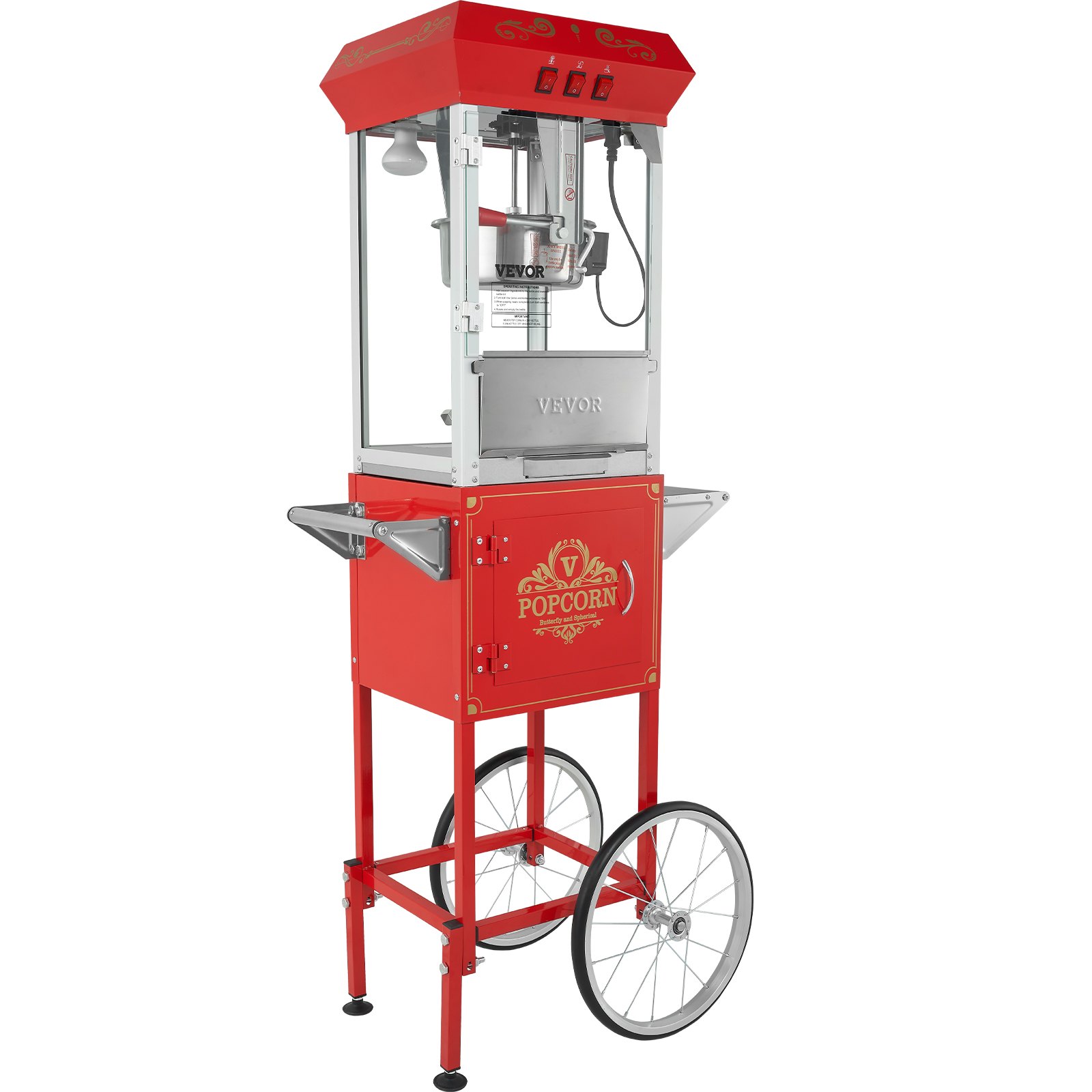 Popcorn Popper Machine 8 Oz Popcorn Maker With Cart 850W 48 Cups Red image 4