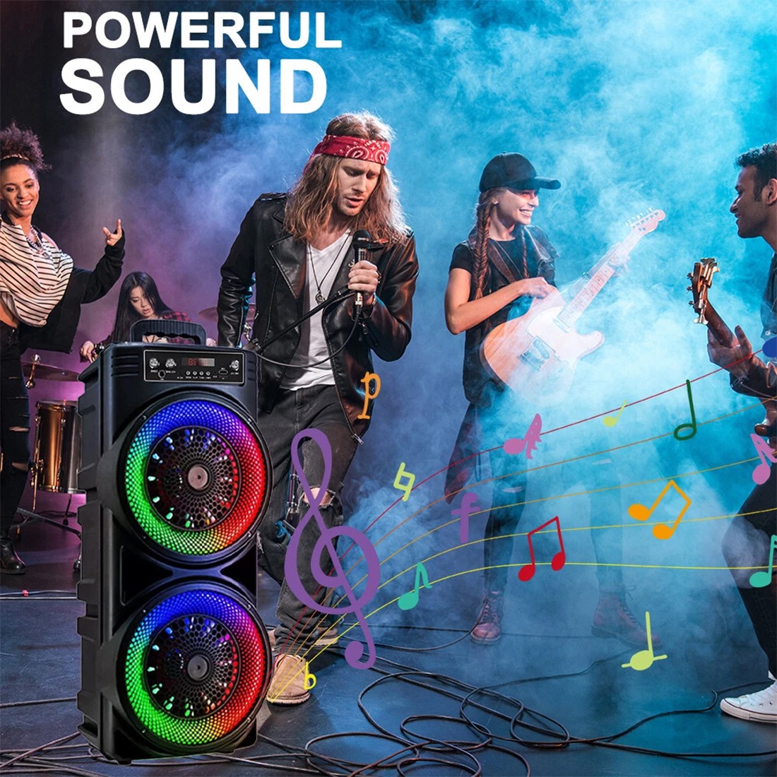 Portable Bluetooth Speaker Sub Woofer Heavy Bass Sound System Party Mic UK 6