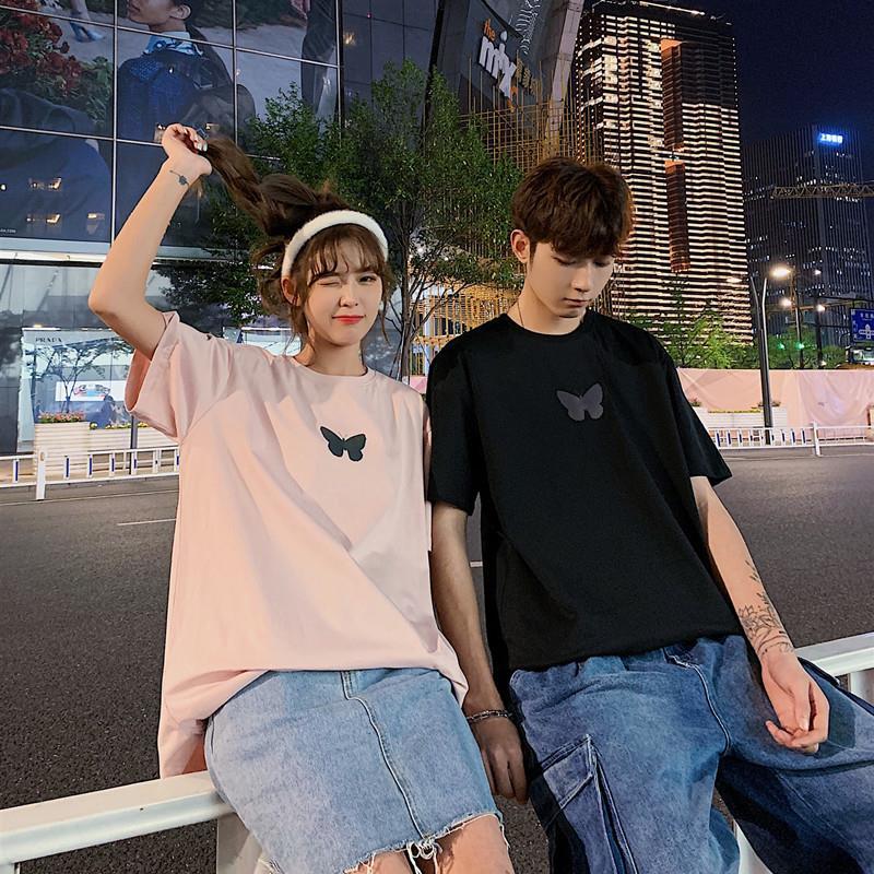 All-match Super Fire Butterfly Reflective Printing Short Sleeve