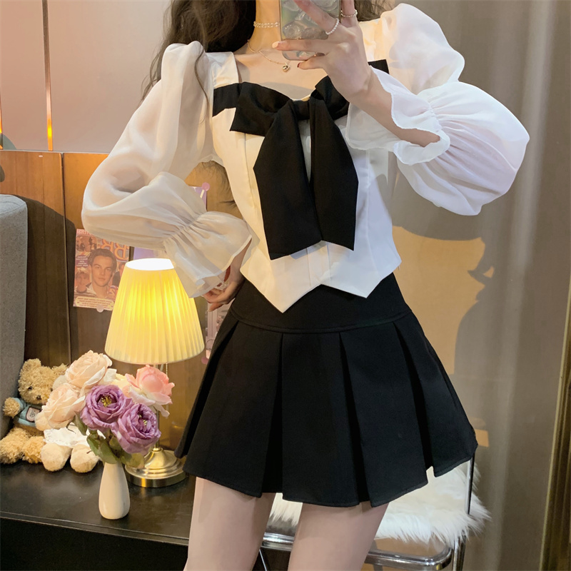 French Design Irregular Slim Fit Slim Long Sleeve Top