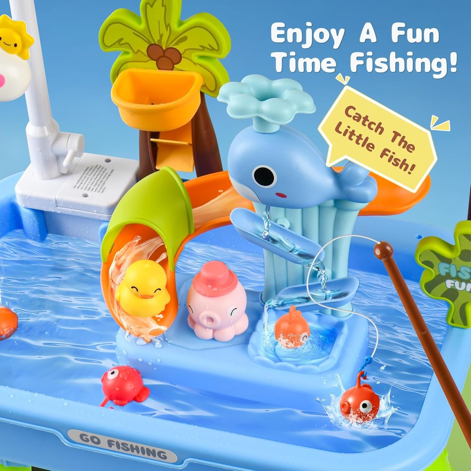 Upgraded Toddler Sand Water Table Toy Kids Fishing Fun Kitchen Play Sink UK — image 7