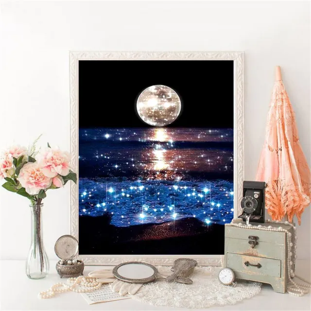 5D DIY Diamond Painting Full Circle Square Landscape Moon Rhinestone Embroidery Sea Mosaic Decoration Square - Shop at LoveMi