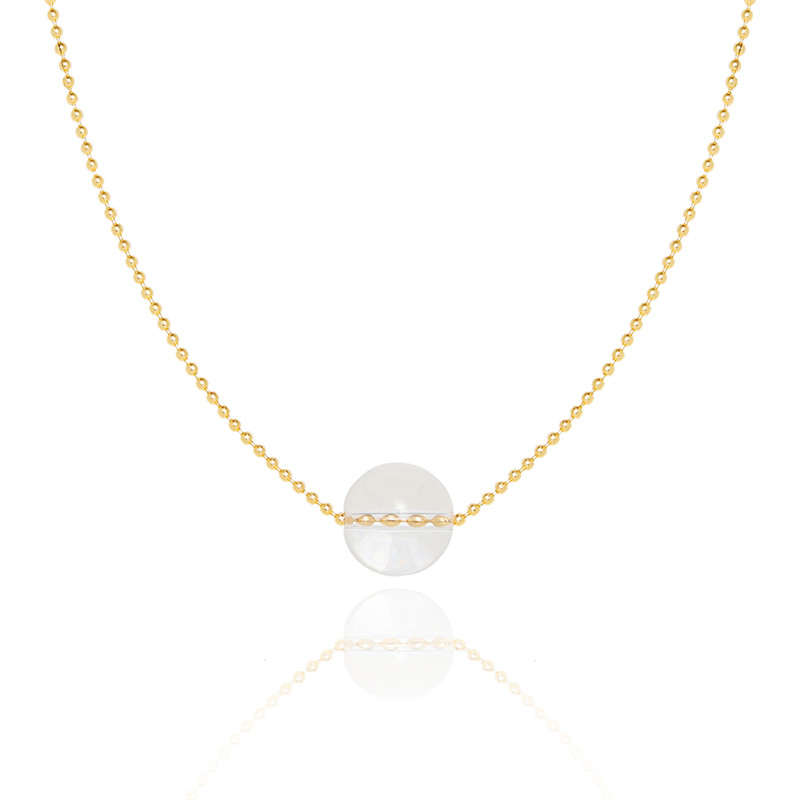 White Crystal Round Bead Small Light Bulb Collarbone Chain