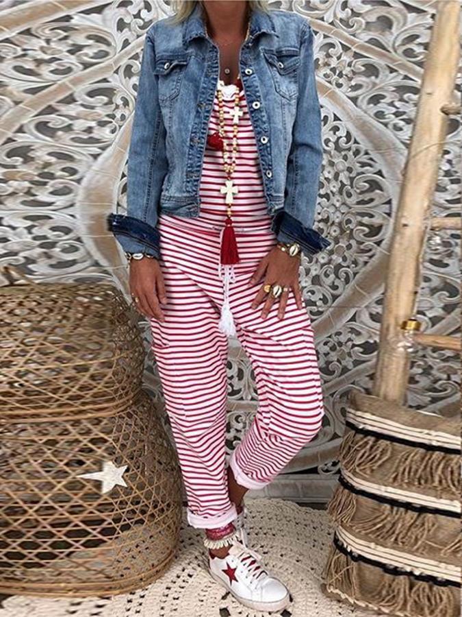 Women’s Casual Striped Large Suspenders