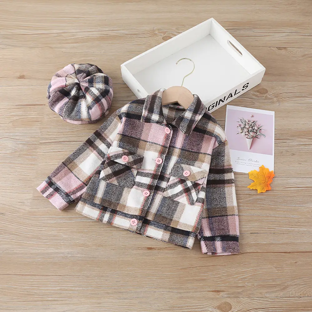 Girls Fashion Small Plaid Coat