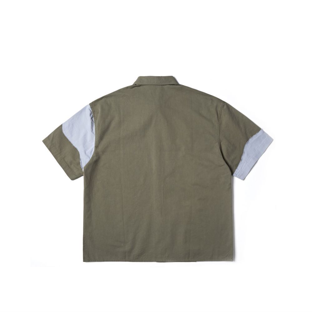 Men & Women Trendy Irregular Cut Contrast Stitching Short Sleeves Shirt