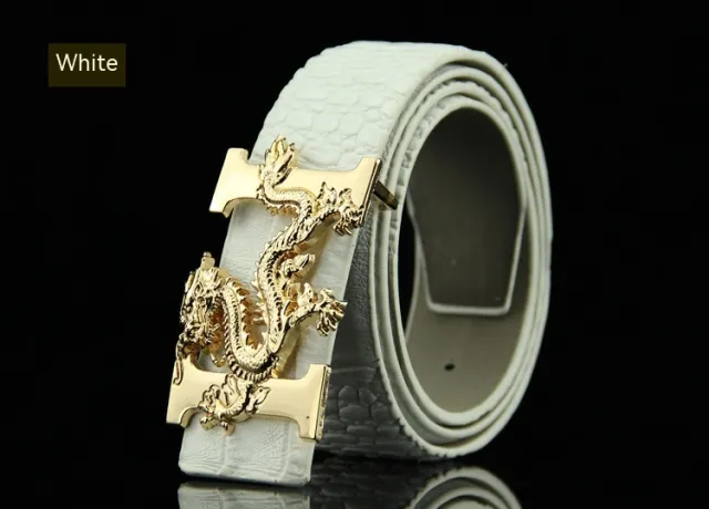 Crocodile Pattern Smooth Buckle Belt Men's White - Shop at LoveMi
