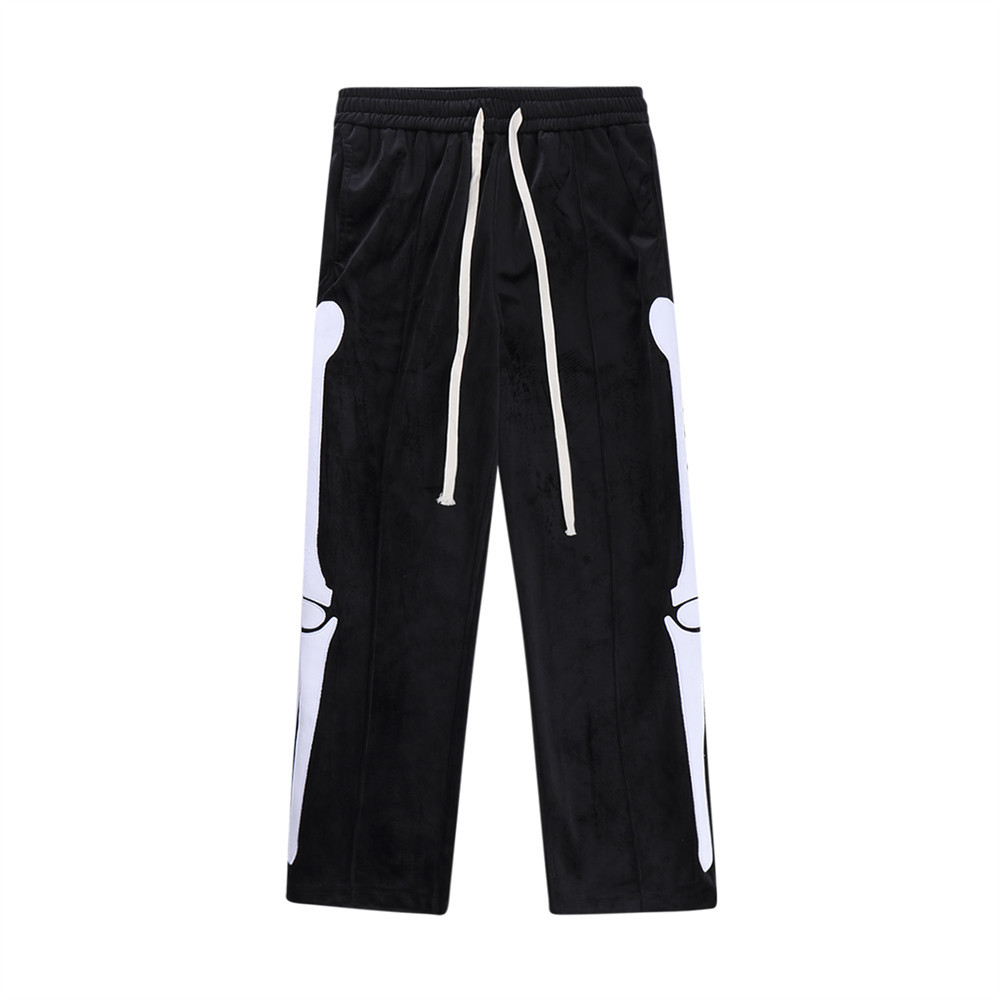 Title 7, Pantalon Casual Brodé Homme Patch Os de Squelet...