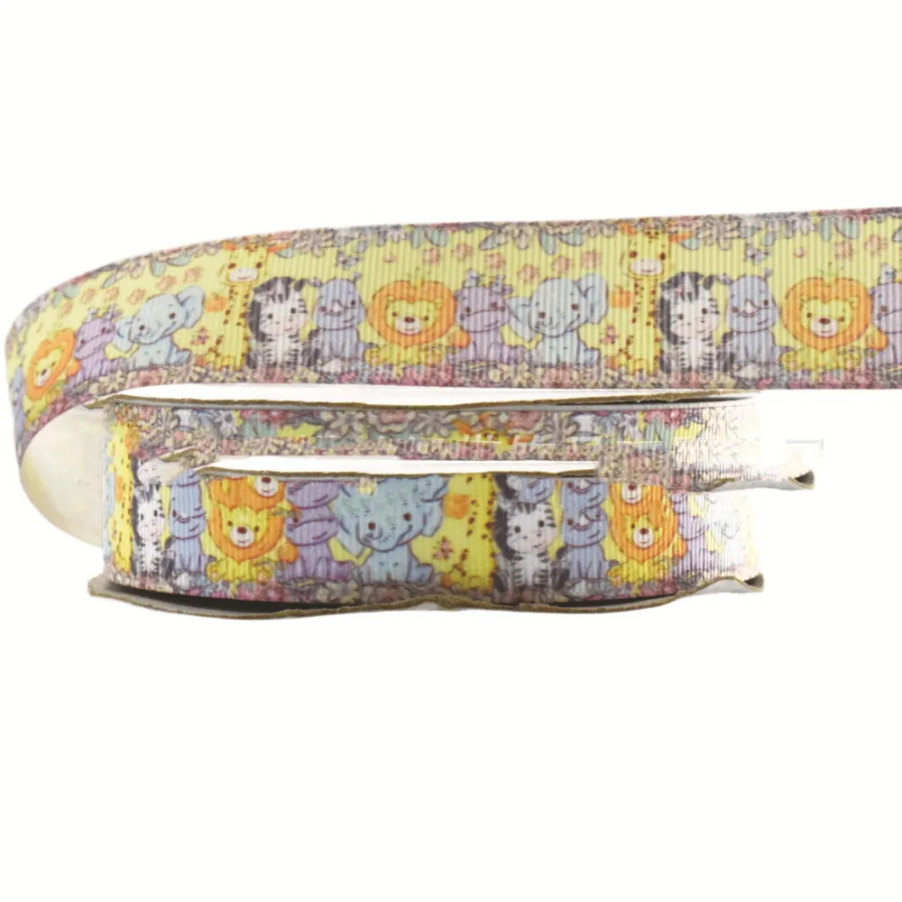 Small Animal Cartoon Printing Ribbon Hair Accessories - Green 16Mm