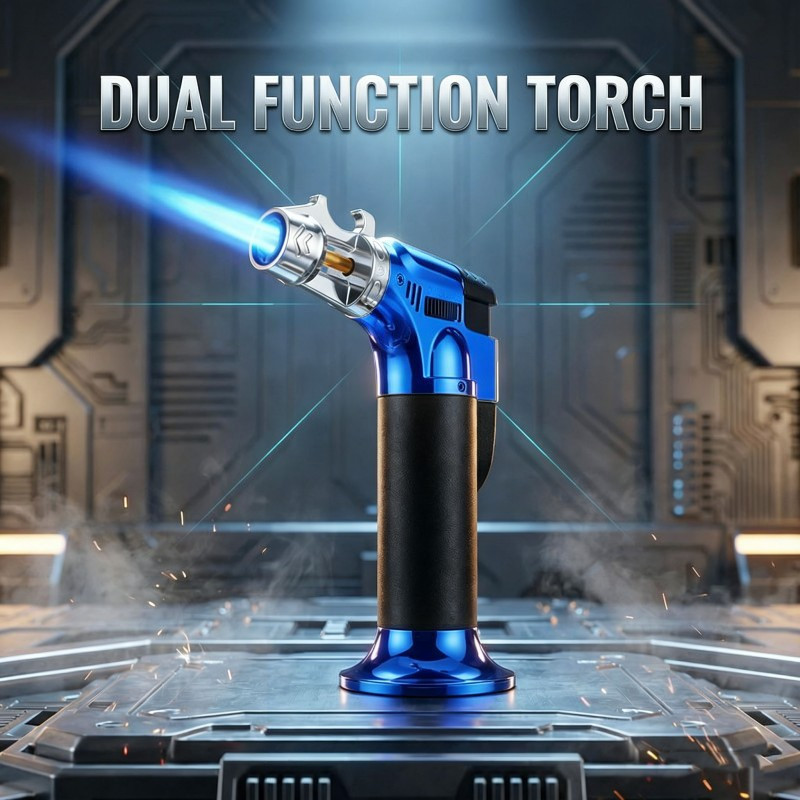 2 In 1 Gas Micro Blow Torch Lighter Welding Soldering Brazing With Bottle Opener Adjustable Windproof High Temperature Flame Refillable Lighter With Safety Lock And Flame Lock Function Essential Tool