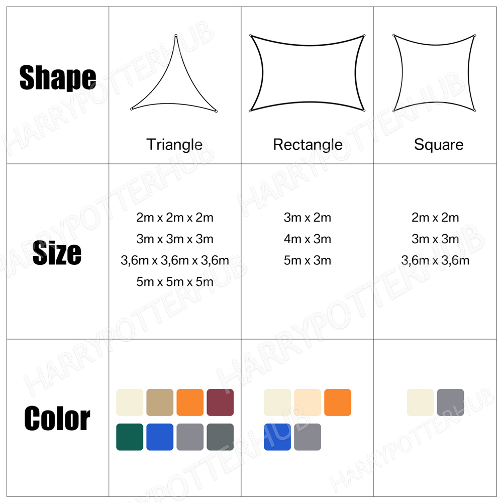 Heavy Duty Waterproof Outdoor Shade Sail Patio Suncreen Awning Garden Sun Canopy 98  UV Block Rectangle Square Triangle