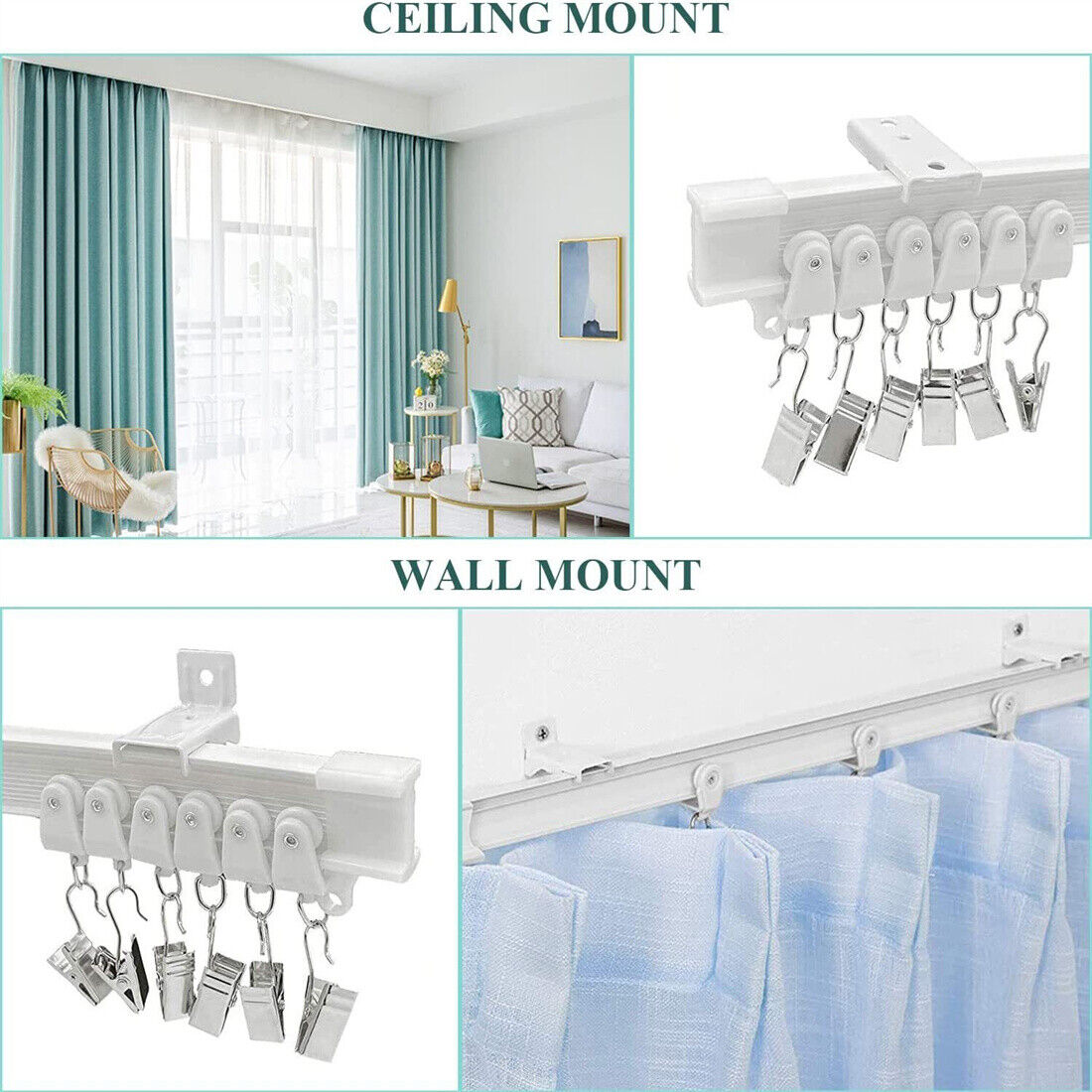 NEW 5M Bendable Flexible Curtain Track Rod Rail Ceiling Window Caravan Straight — image 8