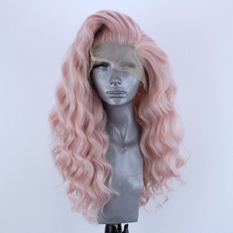 Women's Chemical Fiber Front Lace Wig Headgear Pink - Shop at LoveMi