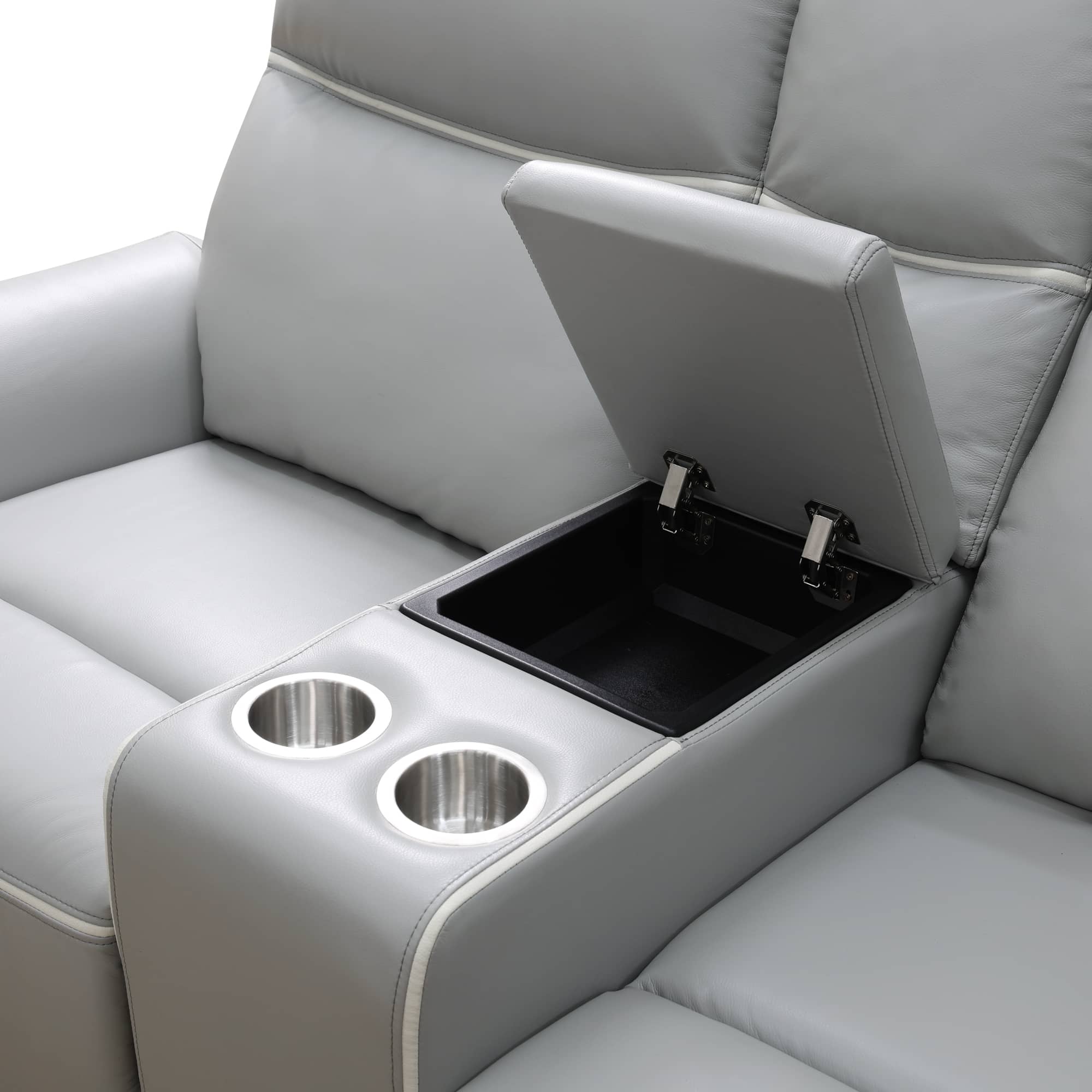 Pickup Only--Light Grey Breathing Leather 3-Piece Living Room Recliner Sofa Set