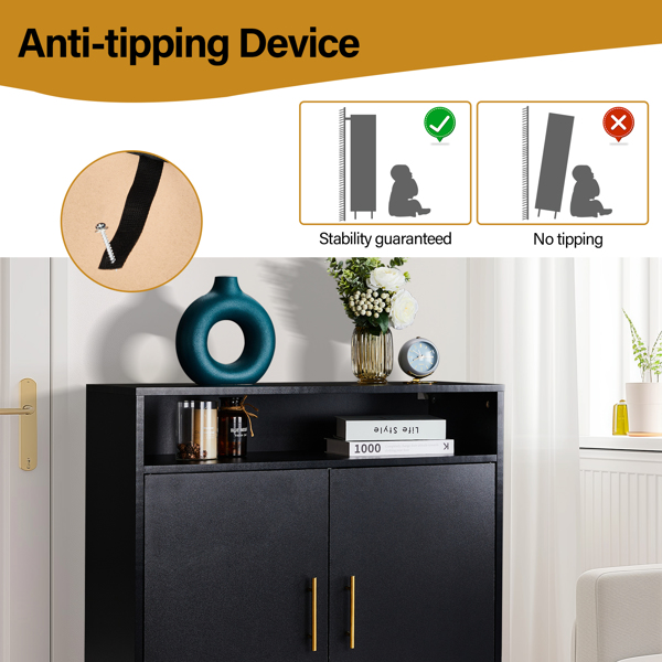 Double Door 6-Layer Shoe Cabinet With High Foot LED Lights Particle Board... 8