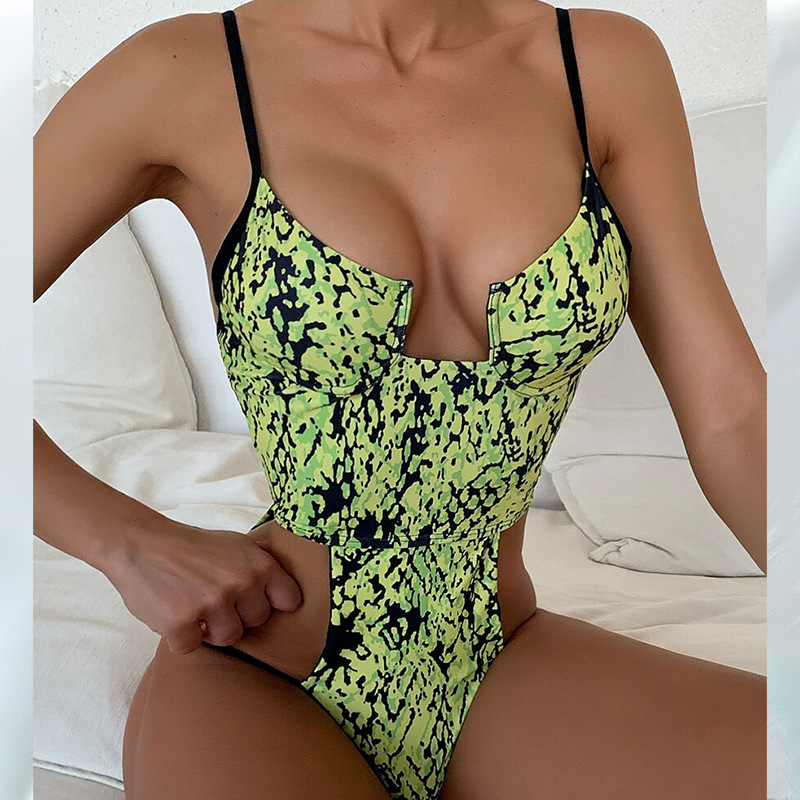 Women’s Snakeskin Print One Piece Swimsuit