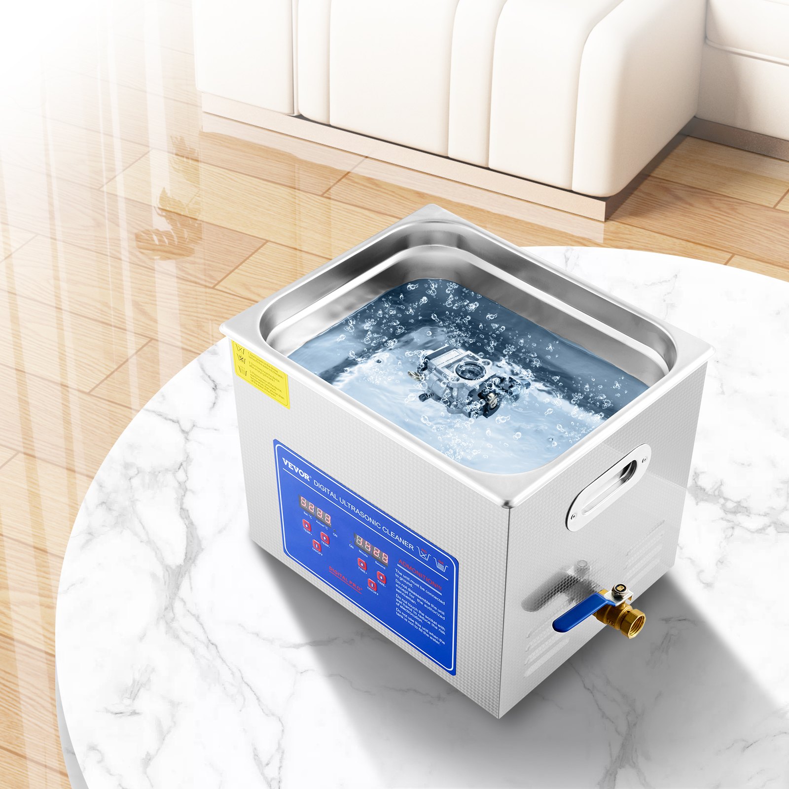 VEVOR Professional Ultrasonic Cleaner, 10L Ultrasonic Jewelry Cleaner With Digital Timer & Heater, Stainless Steel Industrial SonicCleaner 40kHz For Glasses, Watches, Rings, Small Parts