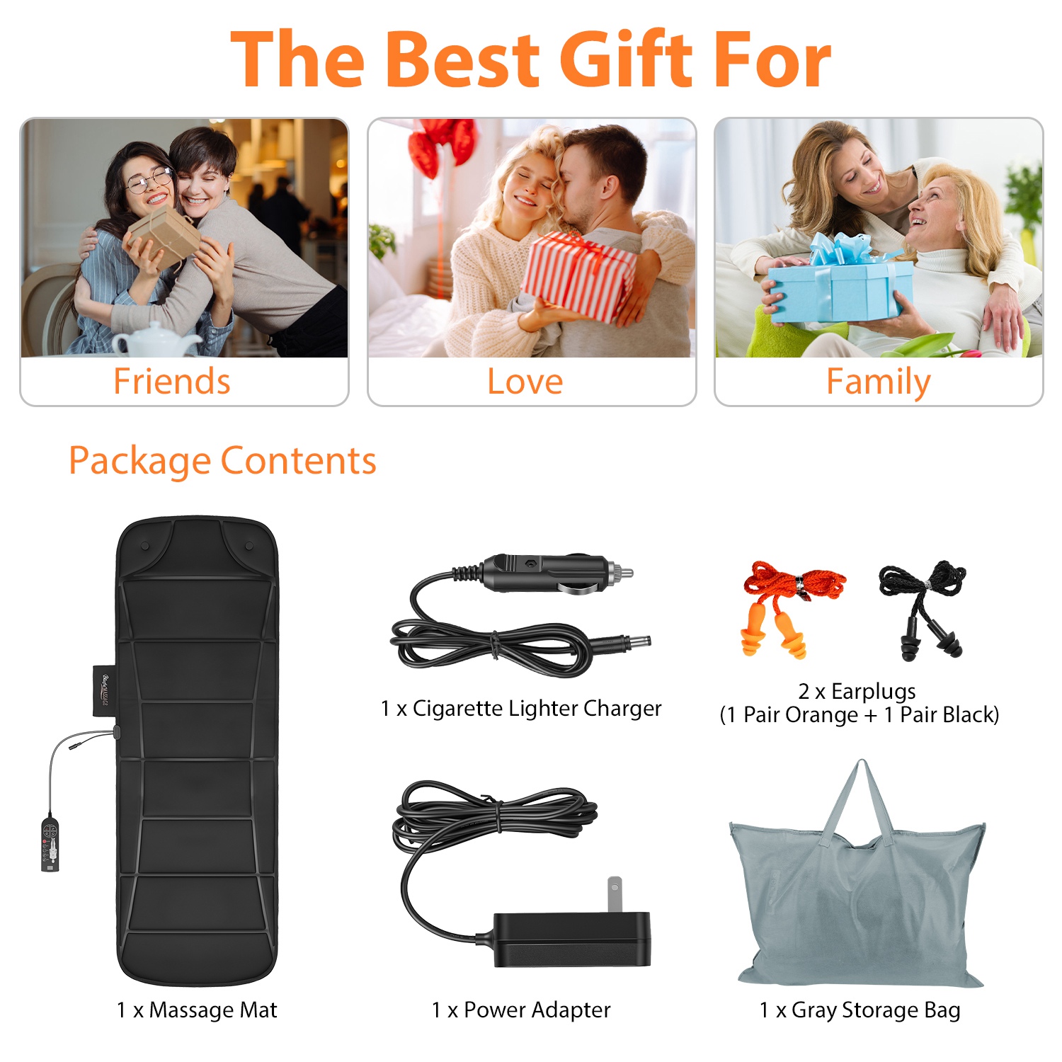 Vibration Massage Mat With Heat Full Body Massage Mattress Pad Electric Heated Massager With 10 Motors 9 Modes 9 Intensities 3 Heating Levels 3 Timer With Storage Bag Earplugs Car Charger For Neck Ba