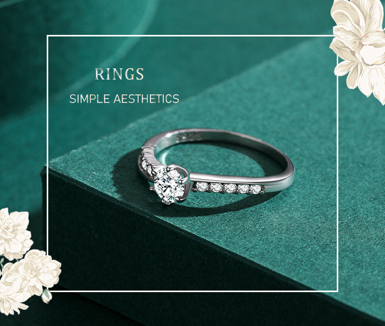 S925 Silver Simple High-end Diamond Ring
