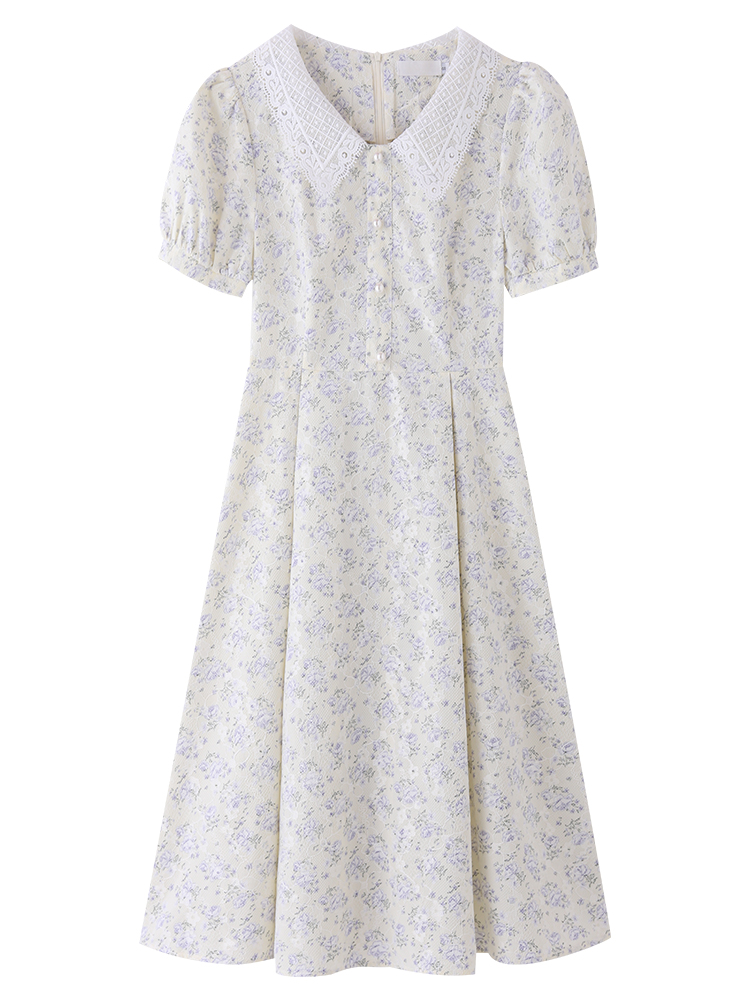 First Love French Gentle Fairy Thin Doll Collar Floral Dress Women