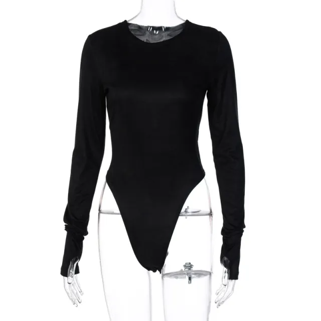 Pure Color Sexy Slim Bottoming Bodysuit Black - Shop at LoveMi