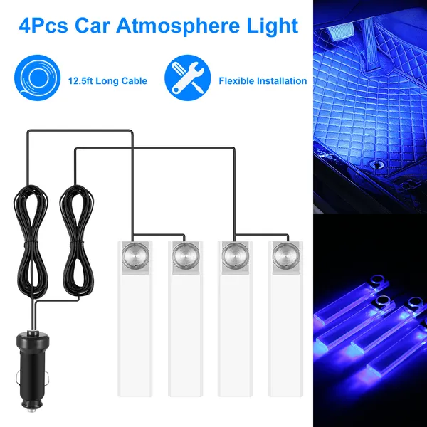4Pcs Car Interior LED Atmosphere Light Car Charge - Image 4