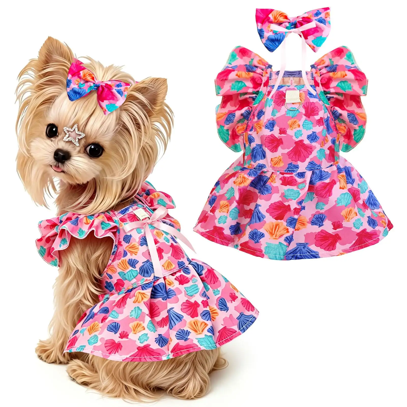 Cute Floral Small Dog Cat Harness Dress