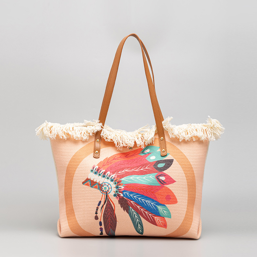 Bohemian Ethnic Style Canvas Bag Commuter Shoulder Bag Niche Design Large Capacity Shopping Bag Women Handbags Yx230024 - Shop at LoveMi