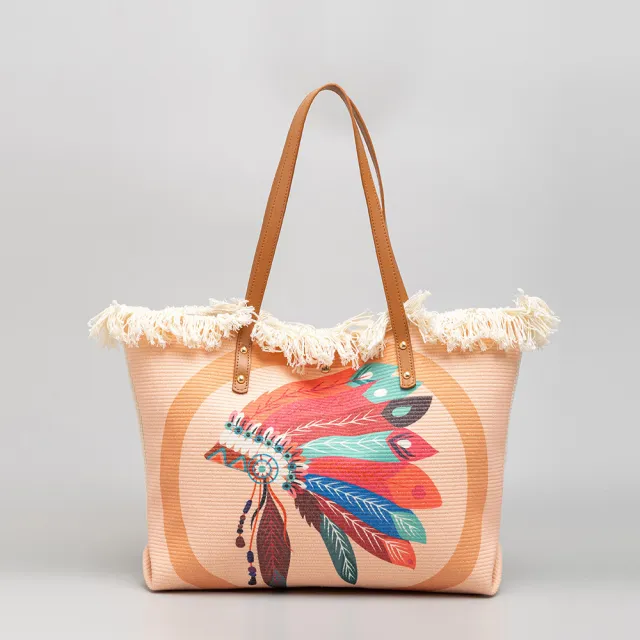 Bohemian Ethnic Style Canvas Bag Commuter Shoulder Bag Niche Design Large Capacity Shopping Bag Women Handbags Yx230024 - Shop at LoveMi