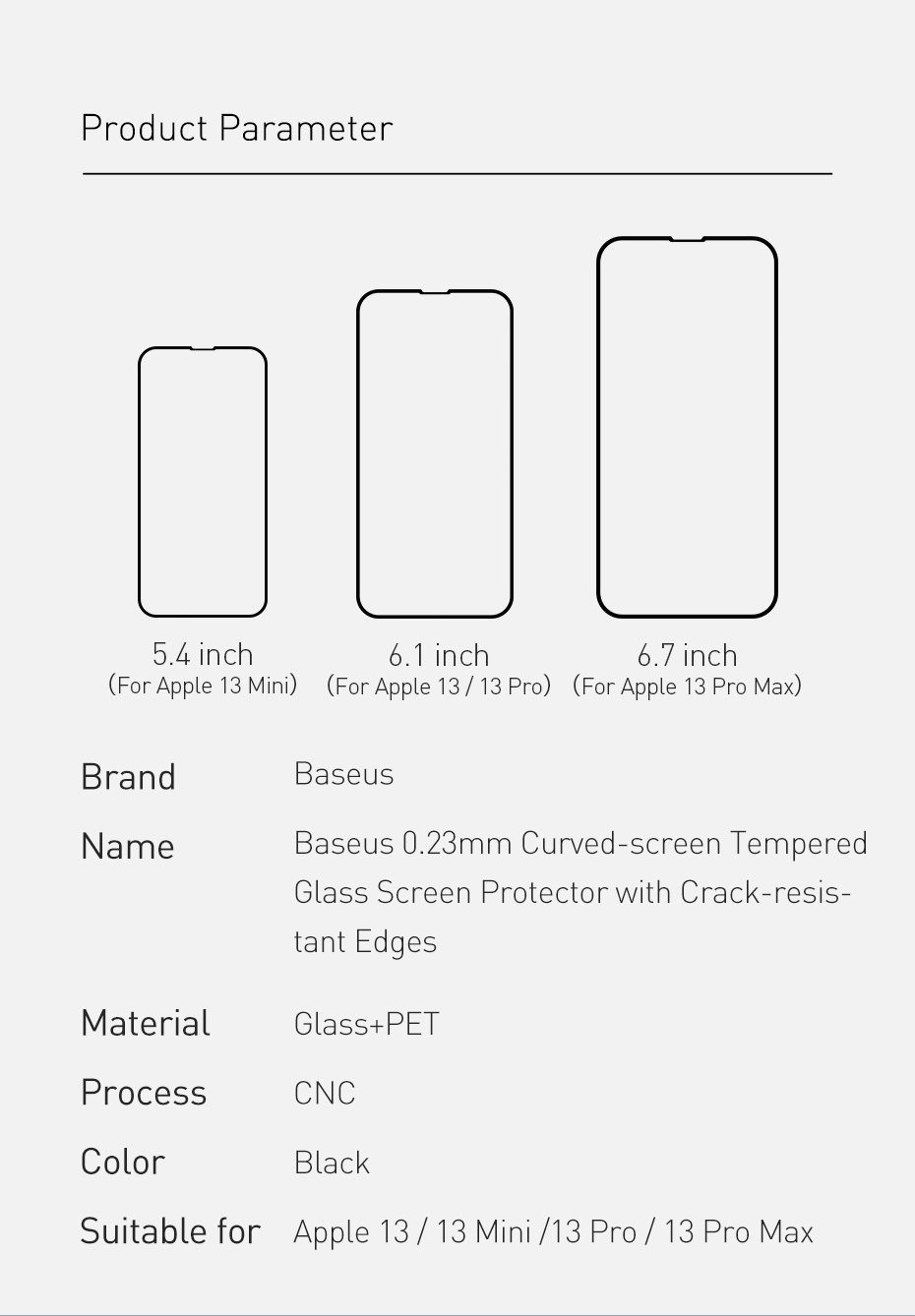 0.23mm Non-broken Edge Full Screen Curved Tempered Film For IP 5.4 Inch Model