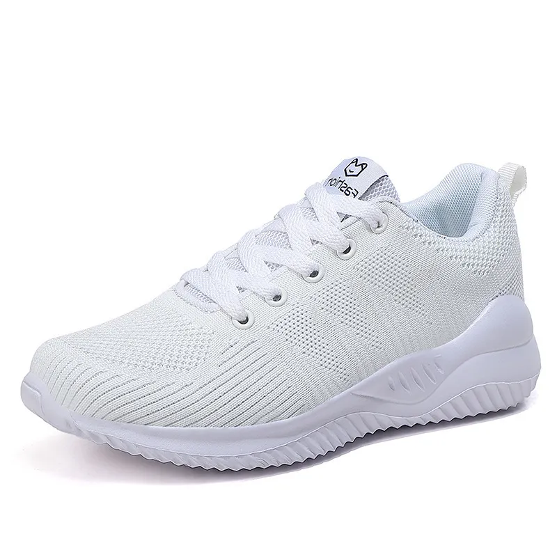 Ladies Low Top Breathable Casual Sneakers - White