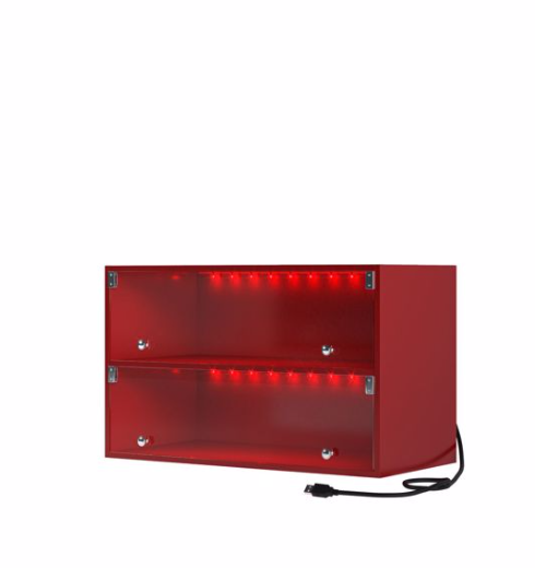 Red Glass Door Shoe Box Shoe Storage Cabinet For Sneakers With RGB LED Light US