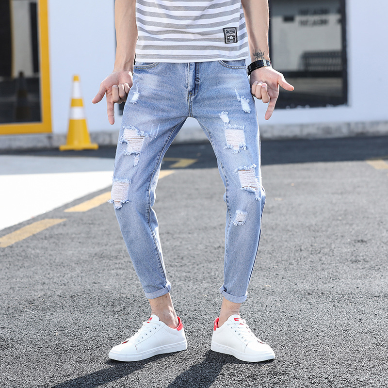 Title 3, Trendy slim fit enkellange jeans voor heren. St...