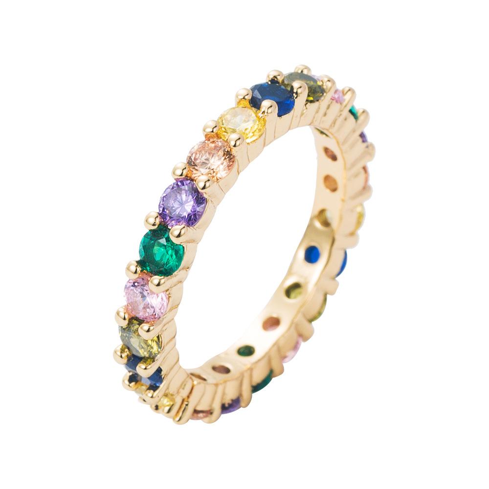 Trendy Personality Brass Gold Plated Micro Set Zircon Ring