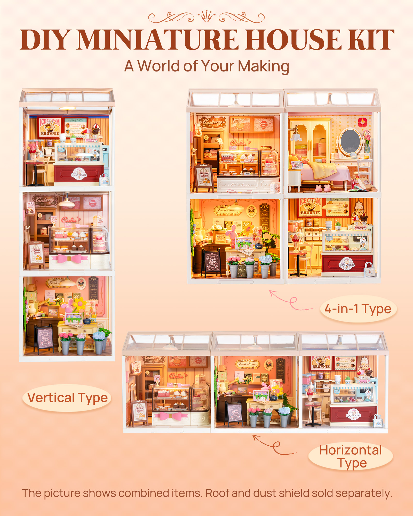 Rolife Super Creators Miniature House DIY Kit, 3D Wooden Puzzle With LED Lights, Great Gift For Adults & Teenagers, Multiple Themes,DW017B