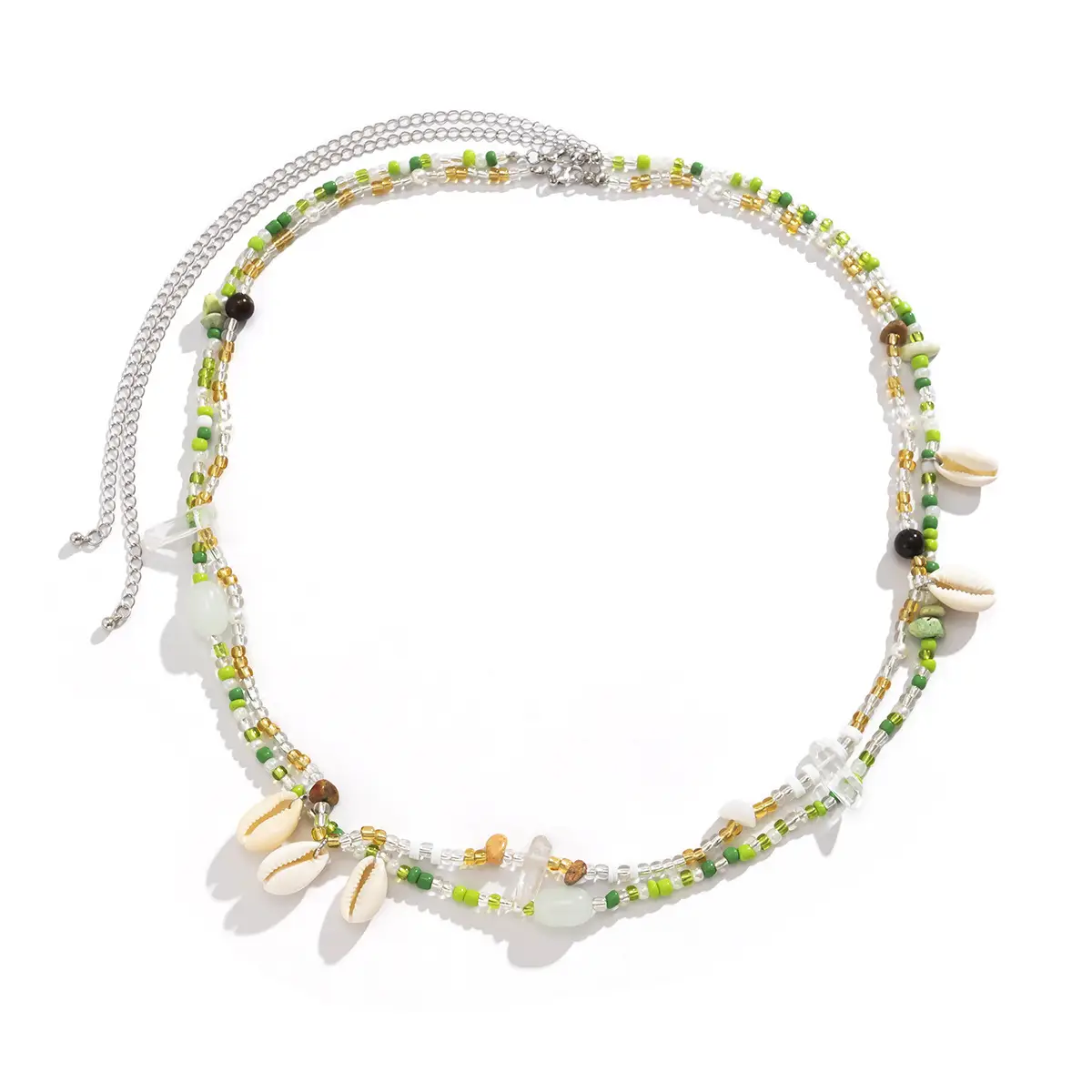 Women's Color Contrast Gravel Crystal Double Layer Waist Chain