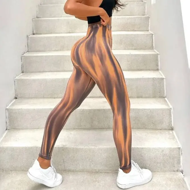 New Tie Dye Aurora Print Sports Pants Seamless High