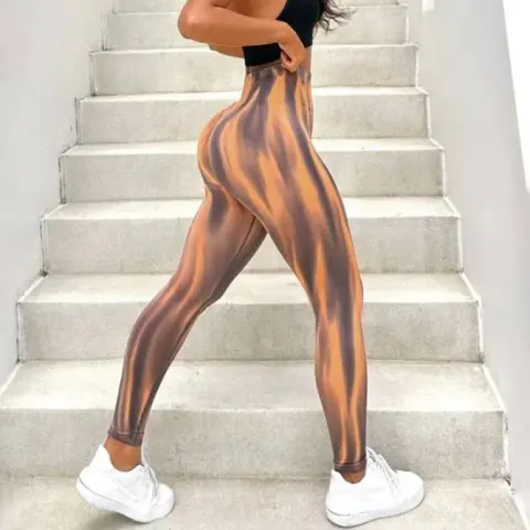 New Tie Dye Aurora Print Sports Pants Seamless High