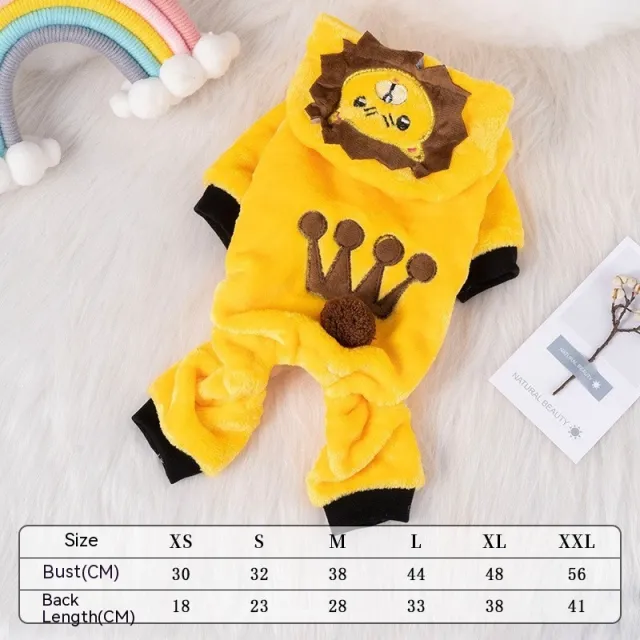 Autumn And Winter Thermal Coral Fleece Transformation Lion Dog Clothes Lion Pet Costume - Shop at LoveMi