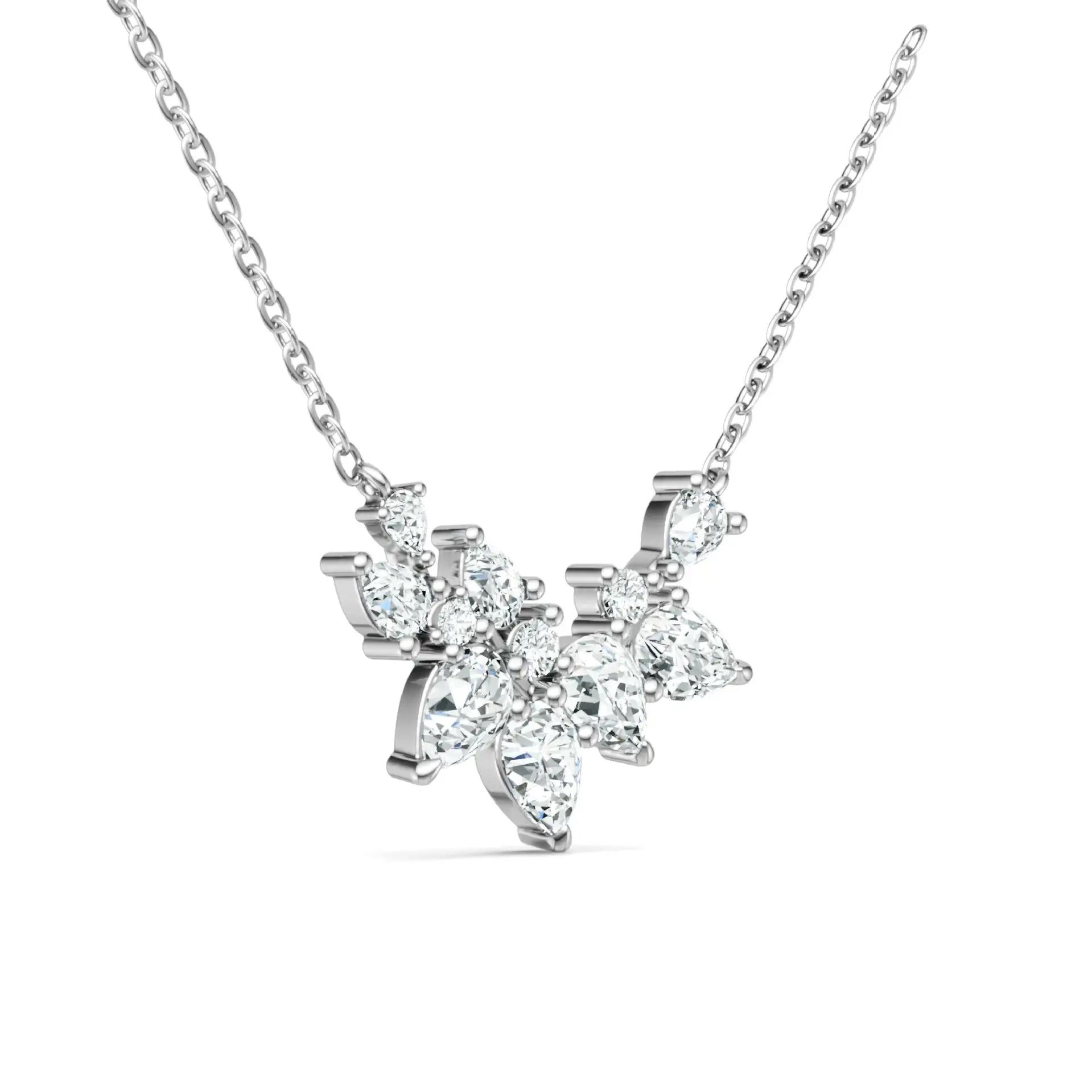 S925 Silver 3.4g Cluster Moissanite Necklace, D