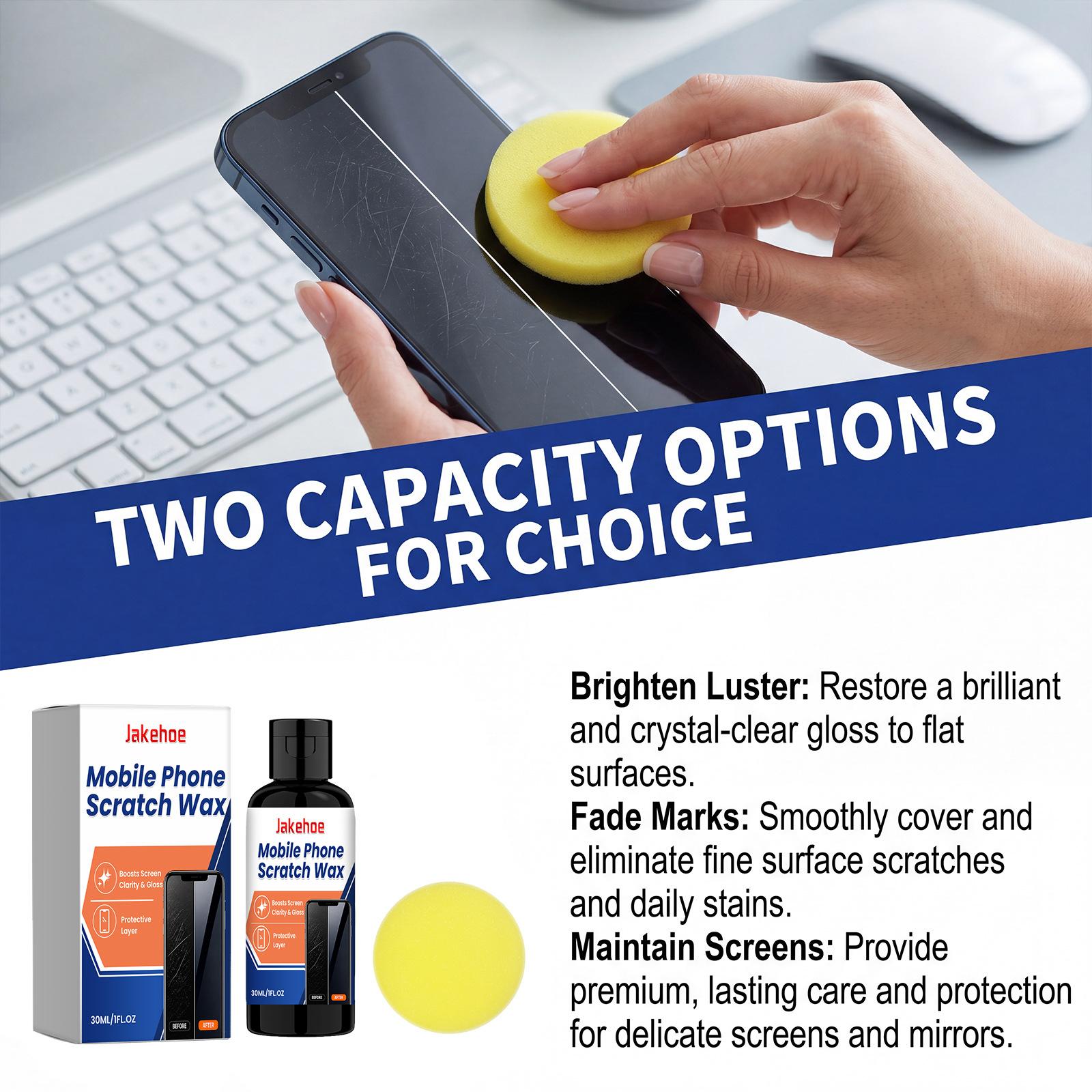 JAKEHOE Scratch-resistant Wax For Mobile Phones, Watches, And Computers - Cleaning Wax For Fine Marks And Stains