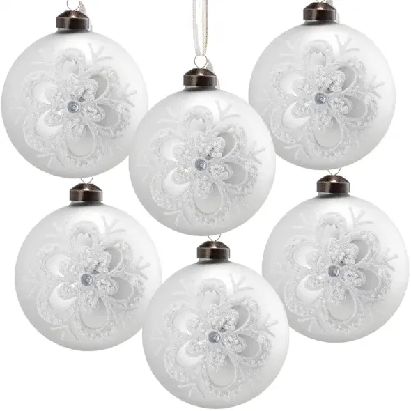 D3.9 Christmas Ball Ornaments, Glass Decorative Hanging Ball Christmas Tree Ornaments For Holiday Party Decorations, Set Of 6 As Pic - Shop at LoveMi