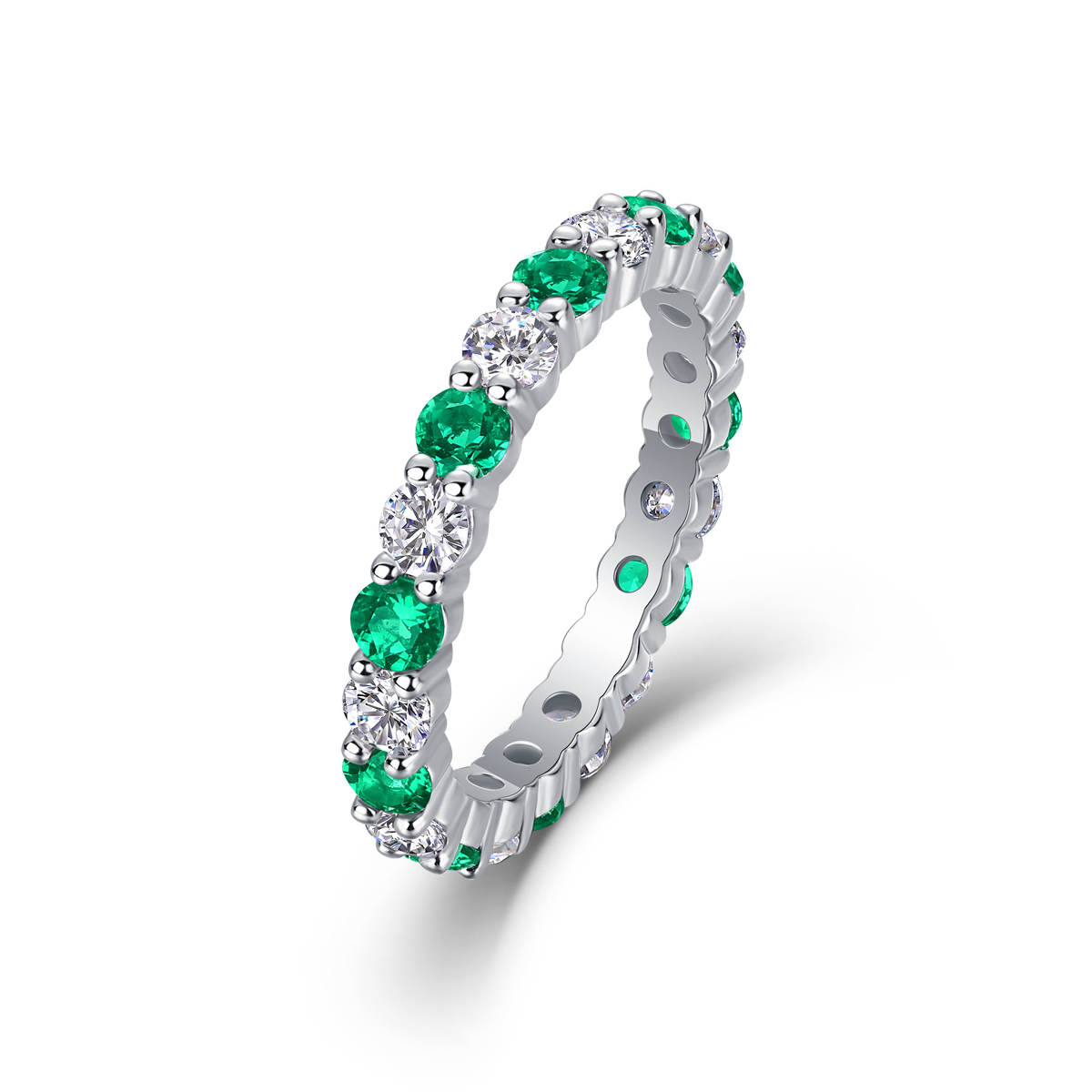 Platinum Plated Sterling Silver Eternity Ring