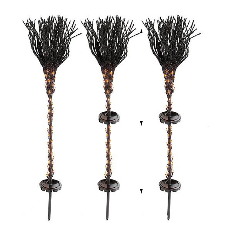 Halloween Pre-lit Broom Venue Decoration Props (Black)